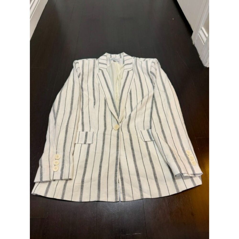 NWOT Size Large Evereve Thea Linen Stripe Blazer